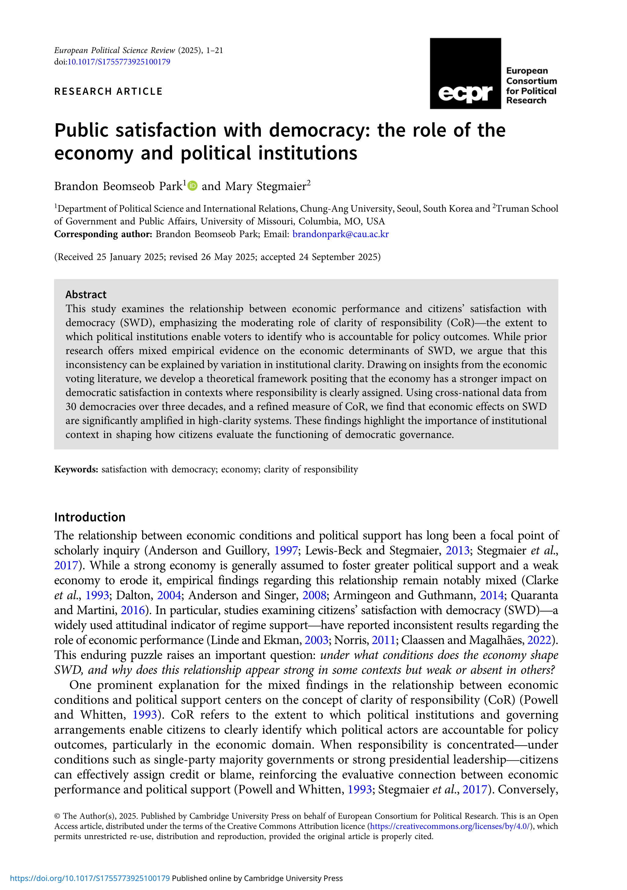 출처: European Political Science Review